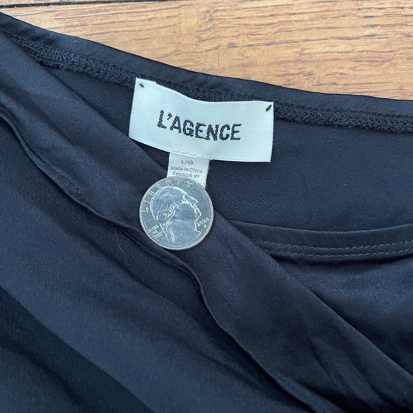 EUC - L'AGENCE‎ Sharma Slim Jersey Bodice Blouse Black Long Sleeve Women's Large - Picture 4 of 10